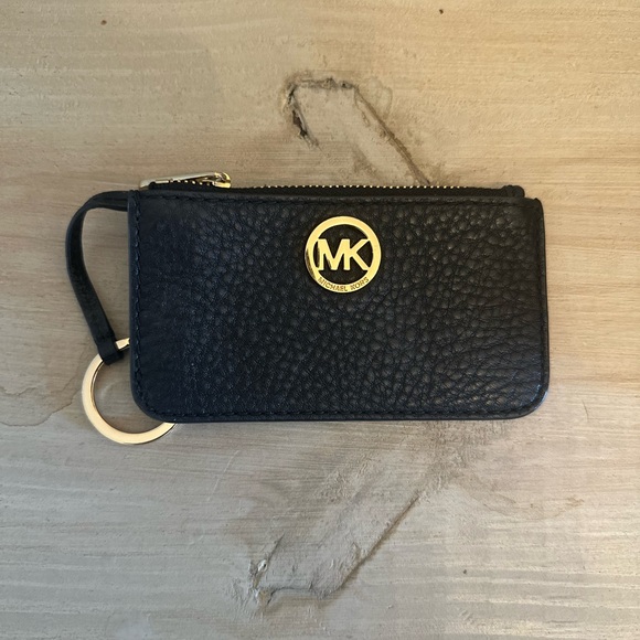 Michael Kors Black Pebbled Leather Keychain Pouch - Picture 1 of 4